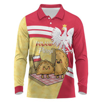 Personalised Poland Pierogi Long Sleeve Polo Shirt Polish Dumplings With Coat Of Arms