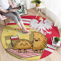 Poland Pierogi Round Carpet Polish Dumplings With Coat Of Arms