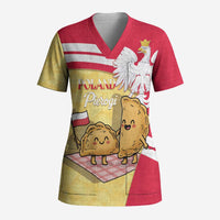 Personalised Poland Pierogi Scrub Top Polish Dumplings With Coat Of Arms