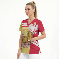 Personalised Poland Pierogi Scrub Top Polish Dumplings With Coat Of Arms