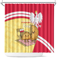 Poland Pierogi Shower Curtain Polish Dumplings With Coat Of Arms
