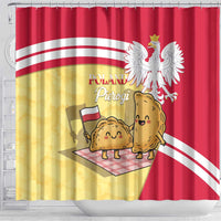 Poland Pierogi Shower Curtain Polish Dumplings With Coat Of Arms