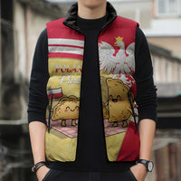 Personalised Poland Pierogi Sleeveless Puffer Jacket Polish Dumplings With Coat Of Arms