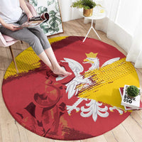 Mermaid of Warsaw Poland Round Carpet Polish Capital City Grunge Style