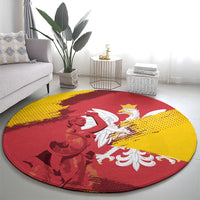 Mermaid of Warsaw Poland Round Carpet Polish Capital City Grunge Style