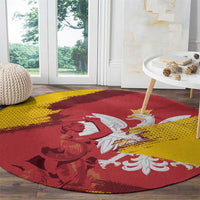 Mermaid of Warsaw Poland Round Carpet Polish Capital City Grunge Style