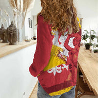 Mermaid of Warsaw Poland Women Casual Shirt Polish Capital City Grunge Style