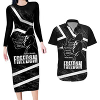 South Africa Freedom Day Couples Matching Long Sleeve Bodycon Dress and Hawaiian Shirt Nelson Mandela With Map