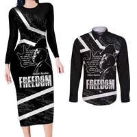 South Africa Freedom Day Couples Matching Long Sleeve Bodycon Dress and Long Sleeve Button Shirt Nelson Mandela With Map