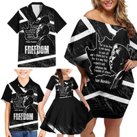 South Africa Freedom Day Family Matching Off Shoulder Short Dress and Hawaiian Shirt Nelson Mandela With Map