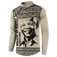 South Africa Nelson Mandela - Father Of Nation Button Sweatshirt Vintage African Pattern