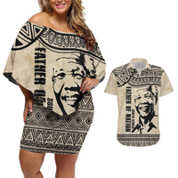 South Africa Nelson Mandela - Father Of Nation Couples Matching Off Shoulder Short Dress and Hawaiian Shirt Vintage African Pattern