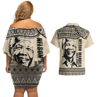 South Africa Nelson Mandela - Father Of Nation Couples Matching Off Shoulder Short Dress and Hawaiian Shirt Vintage African Pattern