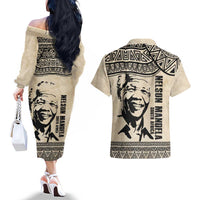 South Africa Nelson Mandela - Father Of Nation Couples Matching Off The Shoulder Long Sleeve Dress and Hawaiian Shirt Vintage African Pattern