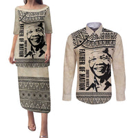 South Africa Nelson Mandela - Father Of Nation Couples Matching Puletasi and Long Sleeve Button Shirt Vintage African Pattern