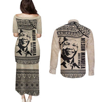 South Africa Nelson Mandela - Father Of Nation Couples Matching Puletasi and Long Sleeve Button Shirt Vintage African Pattern