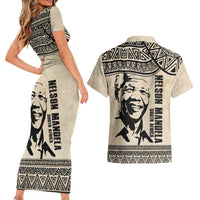 South Africa Nelson Mandela - Father Of Nation Couples Matching Short Sleeve Bodycon Dress and Hawaiian Shirt Vintage African Pattern