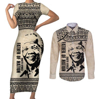 South Africa Nelson Mandela - Father Of Nation Couples Matching Short Sleeve Bodycon Dress and Long Sleeve Button Shirt Vintage African Pattern
