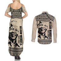 South Africa Nelson Mandela - Father Of Nation Couples Matching Summer Maxi Dress and Long Sleeve Button Shirt Vintage African Pattern