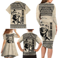 South Africa Nelson Mandela - Father Of Nation Family Matching Long Sleeve Bodycon Dress and Hawaiian Shirt Vintage African Pattern