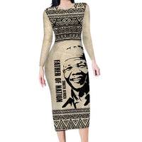 South Africa Nelson Mandela - Father Of Nation Family Matching Long Sleeve Bodycon Dress and Hawaiian Shirt Vintage African Pattern