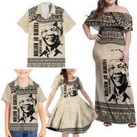 South Africa Nelson Mandela - Father Of Nation Family Matching Off Shoulder Maxi Dress and Hawaiian Shirt Vintage African Pattern