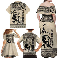 South Africa Nelson Mandela - Father Of Nation Family Matching Off Shoulder Maxi Dress and Hawaiian Shirt Vintage African Pattern