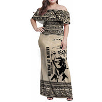 South Africa Nelson Mandela - Father Of Nation Family Matching Off Shoulder Maxi Dress and Hawaiian Shirt Vintage African Pattern