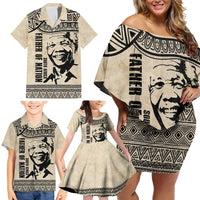 South Africa Nelson Mandela - Father Of Nation Family Matching Off Shoulder Short Dress and Hawaiian Shirt Vintage African Pattern