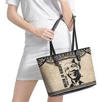 South Africa Nelson Mandela - Father Of Nation Leather Tote Bag Vintage African Pattern