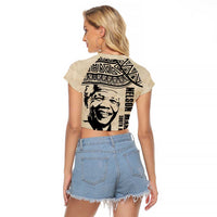 South Africa Nelson Mandela - Father Of Nation Raglan Cropped T Shirt Vintage African Pattern