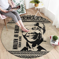 South Africa Nelson Mandela - Father Of Nation Round Carpet Vintage African Pattern