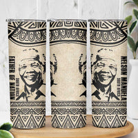 South Africa Nelson Mandela - Father Of Nation Skinny Tumbler Vintage African Pattern