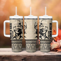 South Africa Nelson Mandela - Father Of Nation Tumbler With Handle Vintage African Pattern