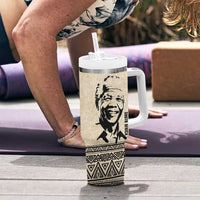 South Africa Nelson Mandela - Father Of Nation Tumbler With Handle Vintage African Pattern
