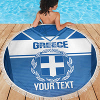 Custom Greece Football Beach Blanket Go Ethniki Coat Of Arms Style
