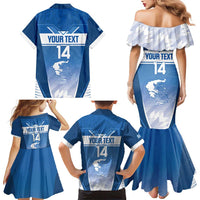 Custom Greece Football Family Matching Mermaid Dress and Hawaiian Shirt Go Ethniki Coat Of Arms Style
