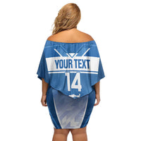 Custom Greece Football Family Matching Off Shoulder Short Dress and Hawaiian Shirt Go Ethniki Coat Of Arms Style