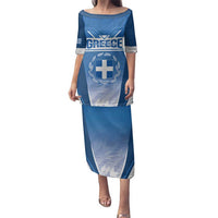 Custom Greece Football Family Matching Puletasi and Hawaiian Shirt Go Ethniki Coat Of Arms Style