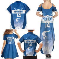 Custom Greece Football Family Matching Summer Maxi Dress and Hawaiian Shirt Go Ethniki Coat Of Arms Style