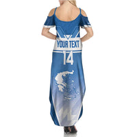 Custom Greece Football Family Matching Summer Maxi Dress and Hawaiian Shirt Go Ethniki Coat Of Arms Style