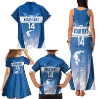 Custom Greece Football Family Matching Tank Maxi Dress and Hawaiian Shirt Go Ethniki Coat Of Arms Style