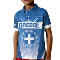 Custom Greece Football Kid Polo Shirt Go Ethniki Coat Of Arms Style