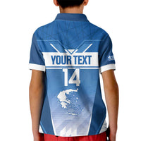 Custom Greece Football Kid Polo Shirt Go Ethniki Coat Of Arms Style