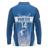 Custom Greece Football Long Sleeve Polo Shirt Go Ethniki Coat Of Arms Style