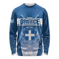 Custom Greece Football Long Sleeve Shirt Go Ethniki Coat Of Arms Style
