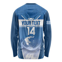 Custom Greece Football Long Sleeve Shirt Go Ethniki Coat Of Arms Style