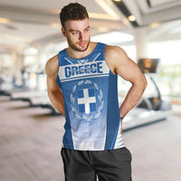 Custom Greece Football Men Tank Top Go Ethniki Coat Of Arms Style