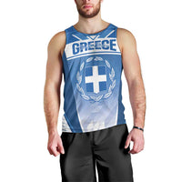 Custom Greece Football Men Tank Top Go Ethniki Coat Of Arms Style