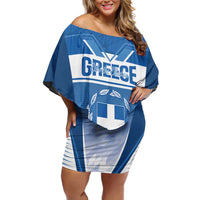Custom Greece Football Off Shoulder Short Dress Go Ethniki Coat Of Arms Style